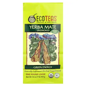 EcoTeas Loose Yerba Mate, Green Energy, Unsmoked, 16 oz (454 g)