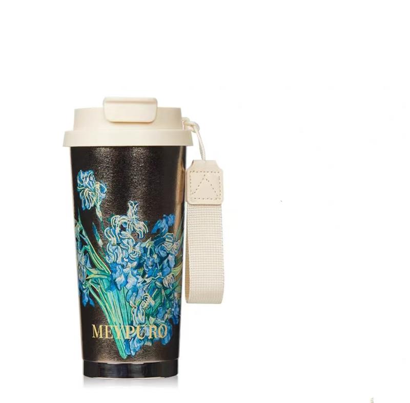 Art Design Flower Titanium Thermos 500ml/17oz 16H Hot 16H Cold