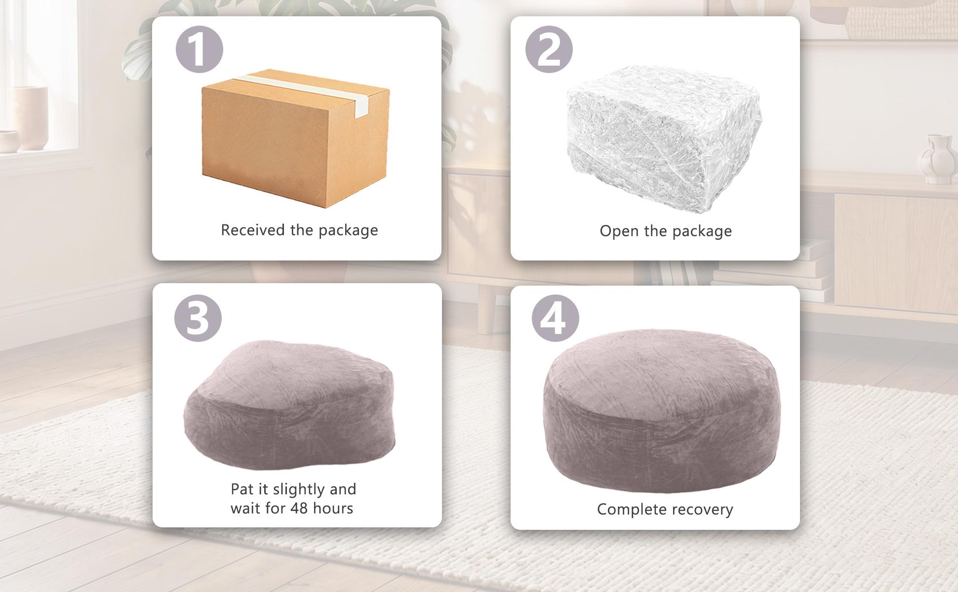 3FT/4FT bean bag Lazy sofa beanbag Chair USA Ship Free High-Rebound Memory Foam Furniture Soft flannel fabric