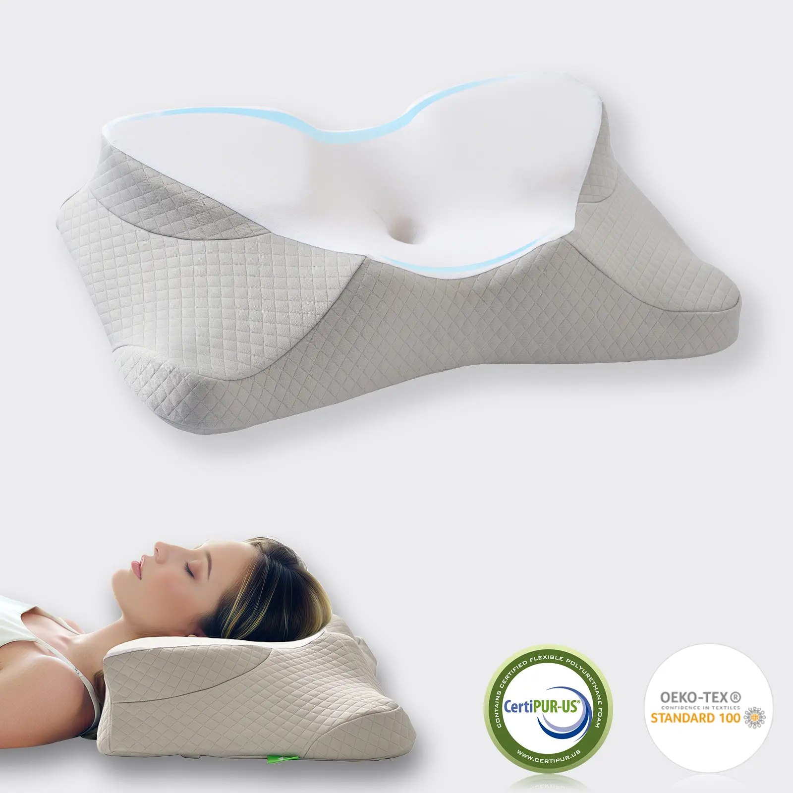 VIZIM Semi-Wrapped Cloud Pillow - Pillows for Sleeping with 360° Neck Cradle, Big-Hand Wrap, Neck & Shoulder Hug, Central Cavity Design, Premium Breathable Support for All Positions, Thoughtful Family Gift