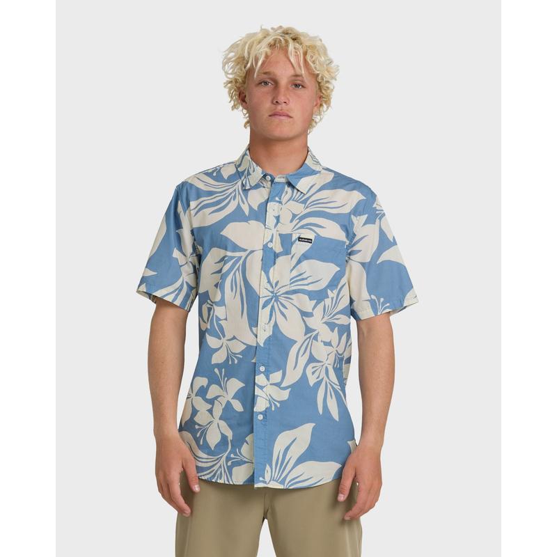 Quiksilver , Kailua Classic Printed Short Sleeve Shirt , Men's 100% Cotton Chest Pocket Breathable , Sun Protection Hawaiian Top