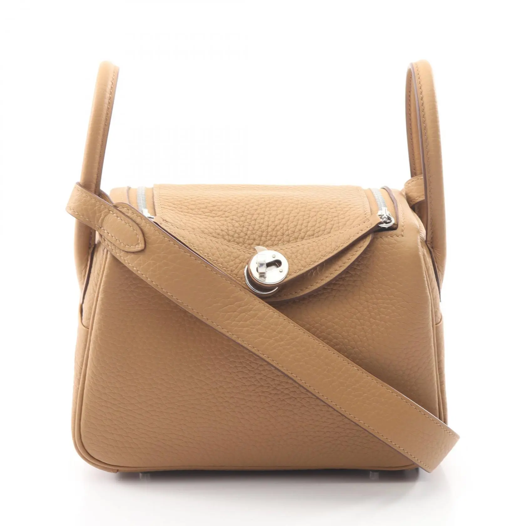 Pre-owned HERMÈS Calfskin Shoulder Bags Hermes Lindy Mini Clemence Shoulder Bag