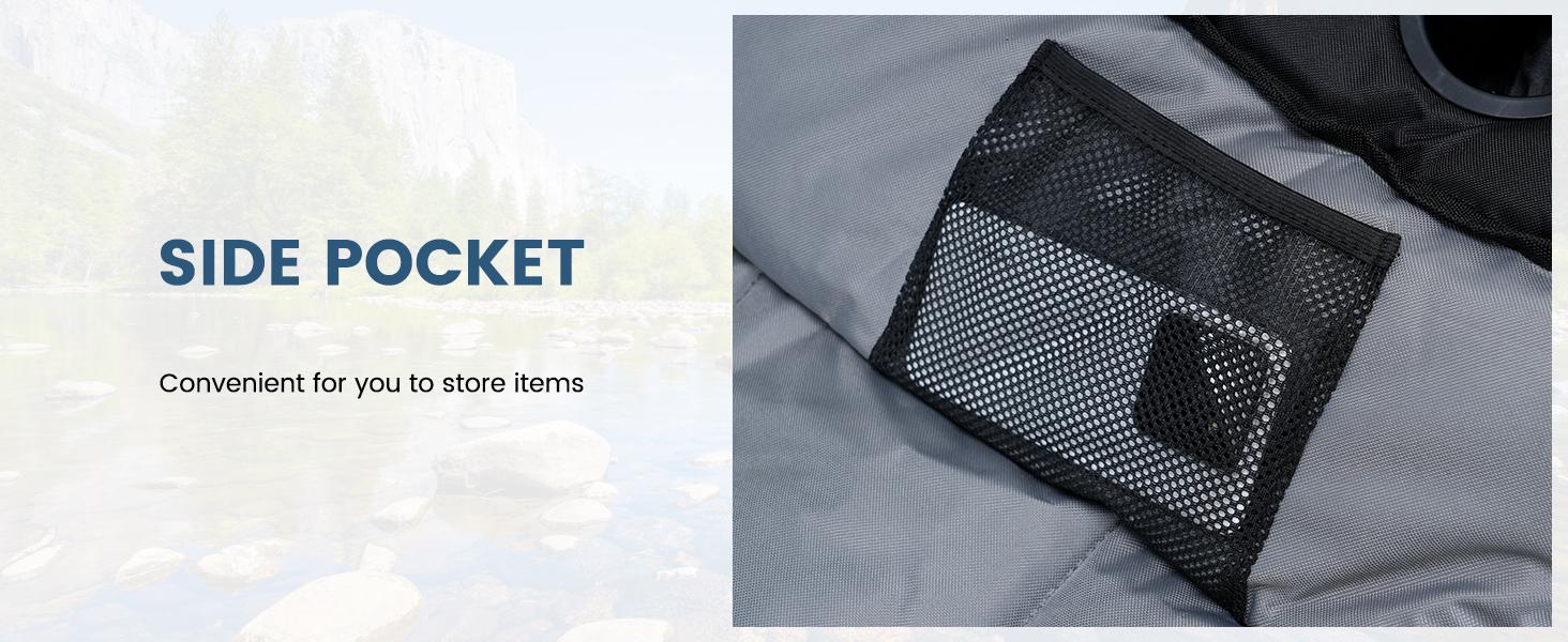 MOPHOTO Rocking Camping Chair,XXL Oversized Folding Fully Padded Outdoor Lawn Chair with Side Pocket,Portable Recliner for Patio, Backyard, Supports 400 lbs