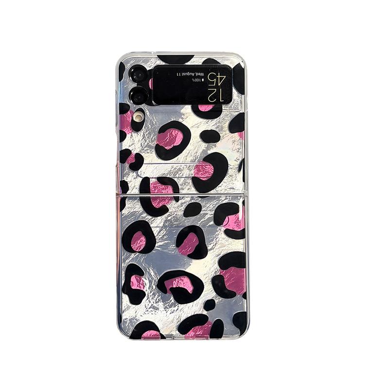 ins strawberry floral print leopard print foldable phone case for zflip7/6/ 5/4/3 foldable phone case-HNZD02