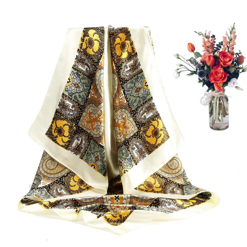 AWAYTR 3Pcs/Set 35” Large Square Head Scarf Summer Dating Travel Commuting Silk Feeling Bandana Scarf for Women Fashion Multifunction Hair Kerchief TikTokShopBlackFriday