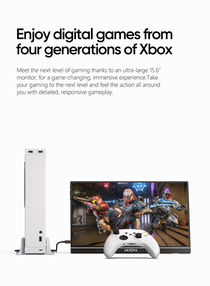 ARZOPA Portable Monitor Upgraded 16.1'' 144Hz 100%sRGB FHD 1080P Portable Gaming Monitor with HDR, Ultra Slim Eye Care External Second Screen for  Xbox, Switch, Laptop, PC, PS5, Mac