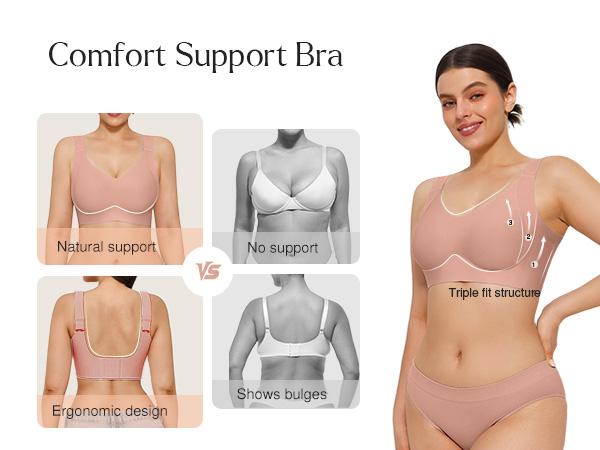 Popilush Wireless Wide Strap Everyday Supportive Push Up Comfort Bra Womenswear Minimalist