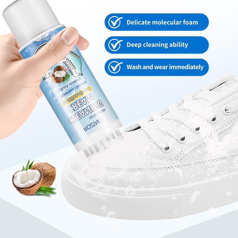 Waterless Shoe Cleaning Brush,Foam Shoe Cleaner with Shoe Brush, Shoes Stain Remover,Ideal for Sneaker Care,Full Grain Leather,Rubber,Canvas Shoes full grain leather Mesh Footwear