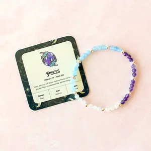 Pisces Zodiac Sign Crystal Bracelet | Sun, Moon, Rising Signs | 4mm