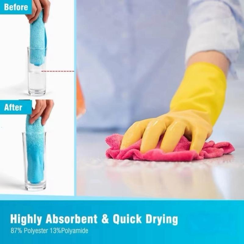Microfiber Reusable 300gsm Square Towels Knitted Cloth Rags for Kitchen Bath Wall Glass Car Cleaning Packaged in Bag