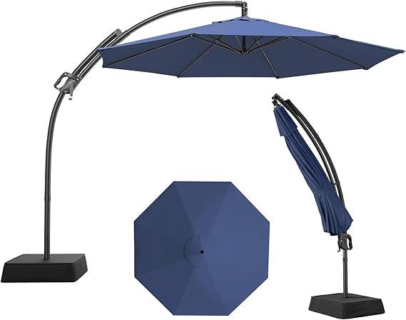 【Adjustable Tilt & Double-Sided】ONBRILL 13/10FT Cantilever Patio Umbrella with Base Included, Heavy Duty Large Outdoor Umbrella Offset for Pool, Patio, Backyard,Outdoor Furniture,Garden Furniture,Summer,Mother's Day Gift