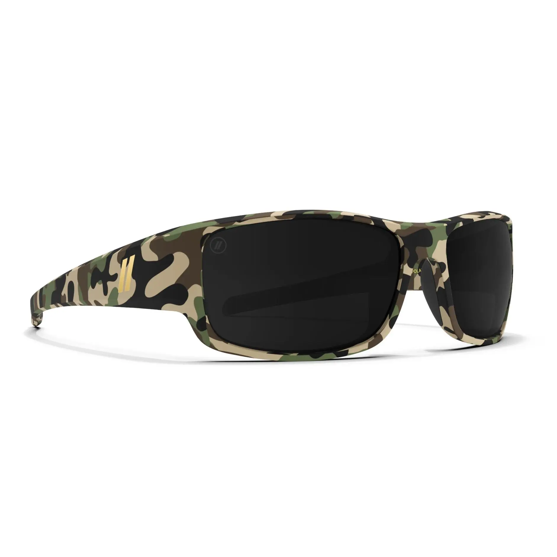 Lakeview Woodland Camo | Blenders Eyewear | Men's Matte Desert Camo Polarized Sunglasses with PureBlend Smoke Lenses 100% UV Protection Medium-Large Fit
