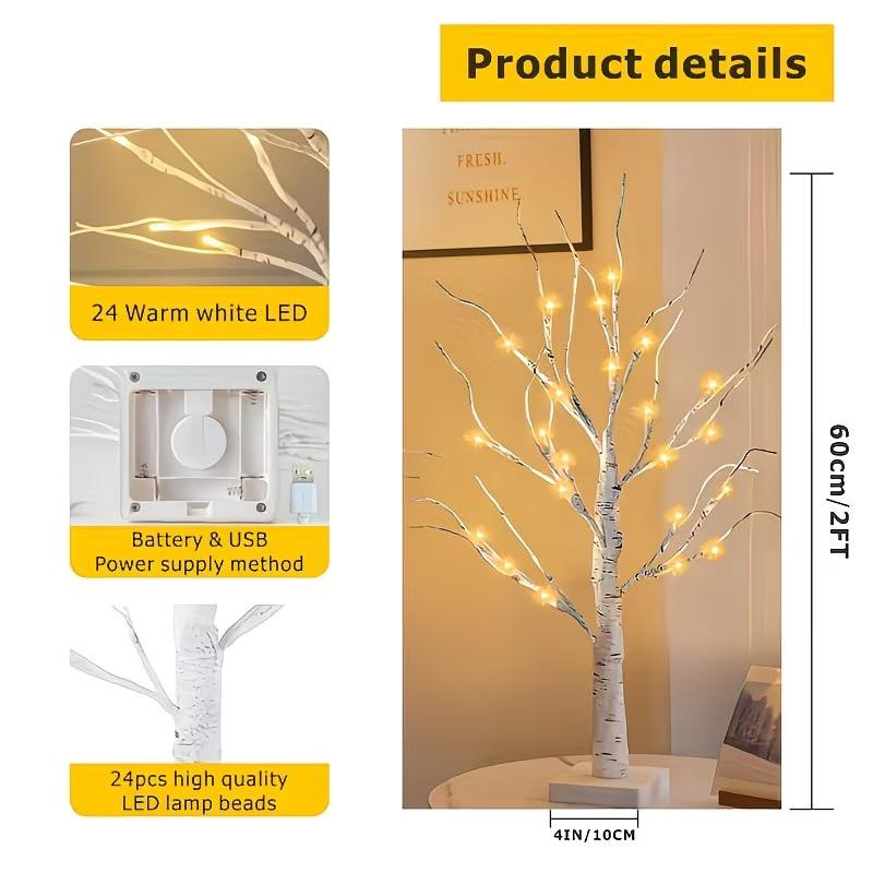 Set of 2 LED birch lights for Valentine’s Day, battery-powered, artificial birch tree lighting, suitable for bedroom bedside lamps, living room TV stands, dining tables, and studies; ideal for spring, Easter, birthday scenes; all-season decorative lights Set of 2 LED birch lights for Valentine’s Day, battery-powered, artificial birch tree lighting, suitable for bedroom bedside lamps, living room TV stands, dining tables, and studies; ideal for spring, Easter, birthday scenes; all-season decorative lights