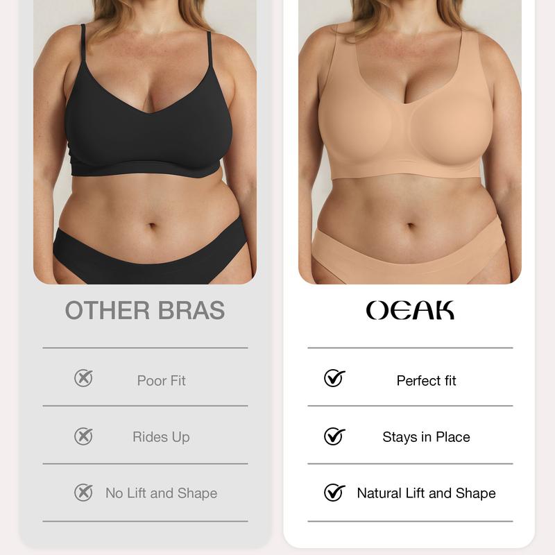 OEAK Women Wirefree Bras Seamless Push Up Pullover Bra Full Coverage No Underwire Everyday Bra Comfortable Wireless Bralettes