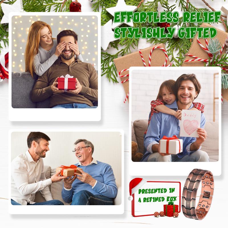 Men’s Magnetic Therapy Bracelet – 99.9% Pure Copper, 3500 Gauss Magnets, Adjustable with Tool, Hypoallergenic. Stylish Wellness Gift for Him.