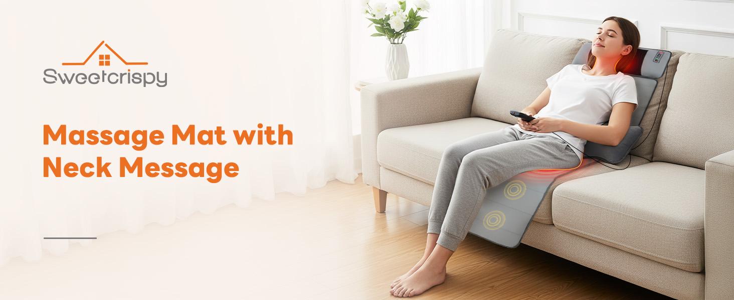 Sweetcrispy Full Body Massage Mat, Heating Pad with Massager, Vibrating Heating Pad for Back Pain, Leg, Full Body, with 10 Motors and 9 Speed Settings, Gift for Dad Mom