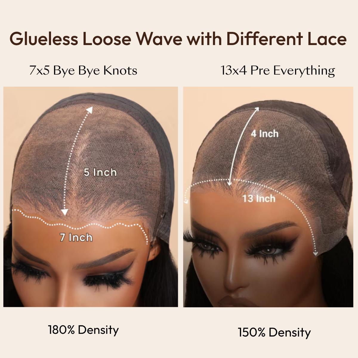 UNice Glueless Black Cherry Loose Wave Wig with Drawstring Pre Everything 13x4/7x5 Lace Closure Human Hair Wigs Natural Hairline Ready to Wear Beginners Friendly