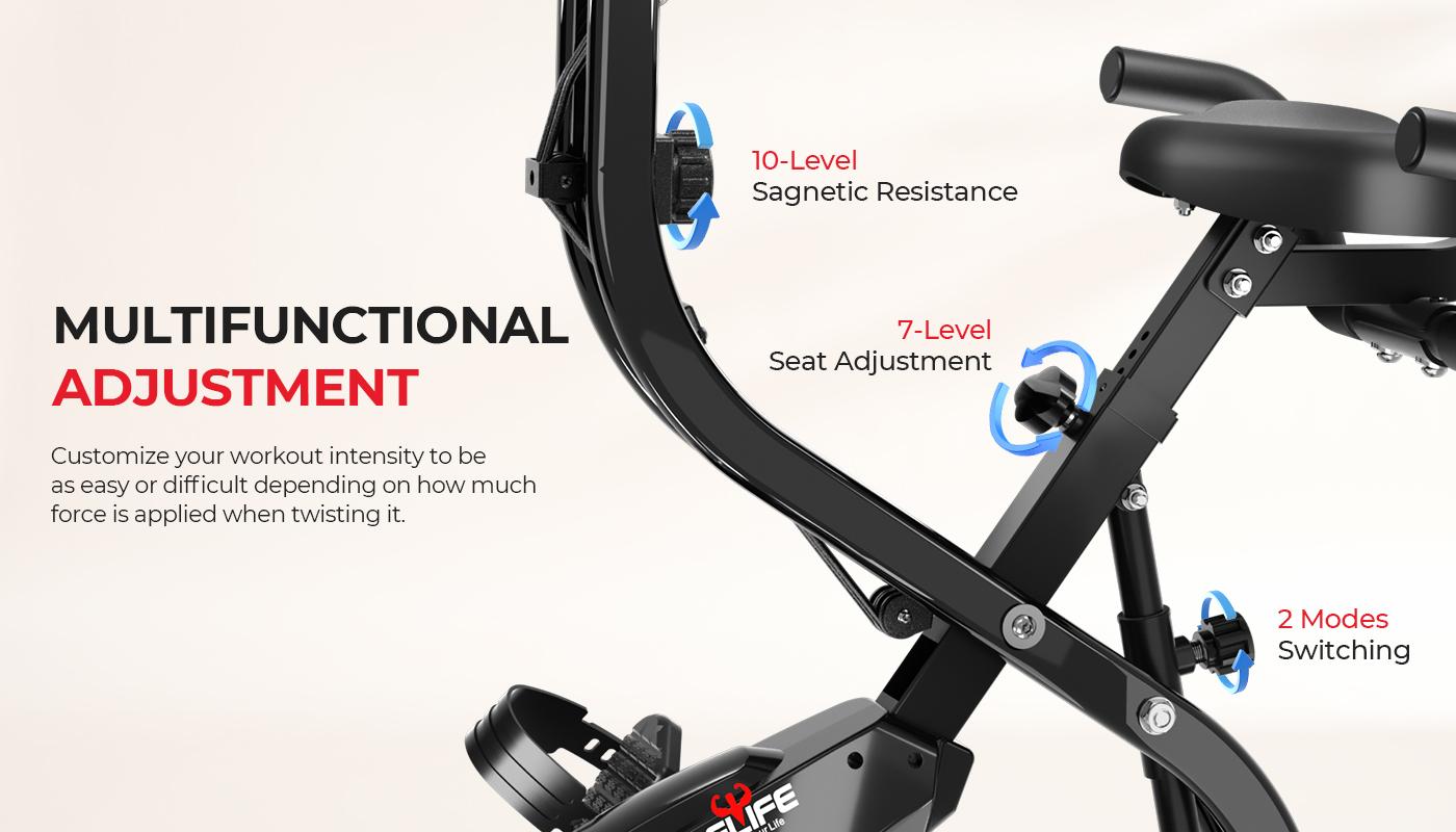 Relife Sports 3 in 1 Exercise Bike Folding Exerpeutic Bike Pedal Exerciser Adjustable Seats Workout Machine Foldable Bike