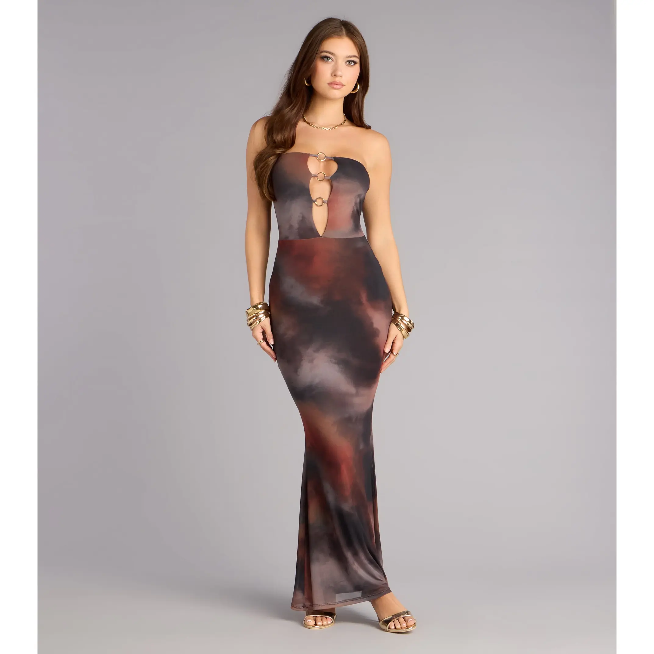 Late Arrival Abstract Maxi Dress