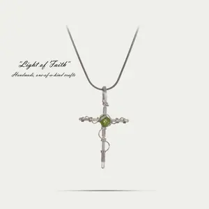 A | Light of Faith | Handwoven Necklace • Wire-Wrapped Pendant • One of a Kind • Perfect for Parties & Holidays • Great Gift, Romantic Surprise daily wear