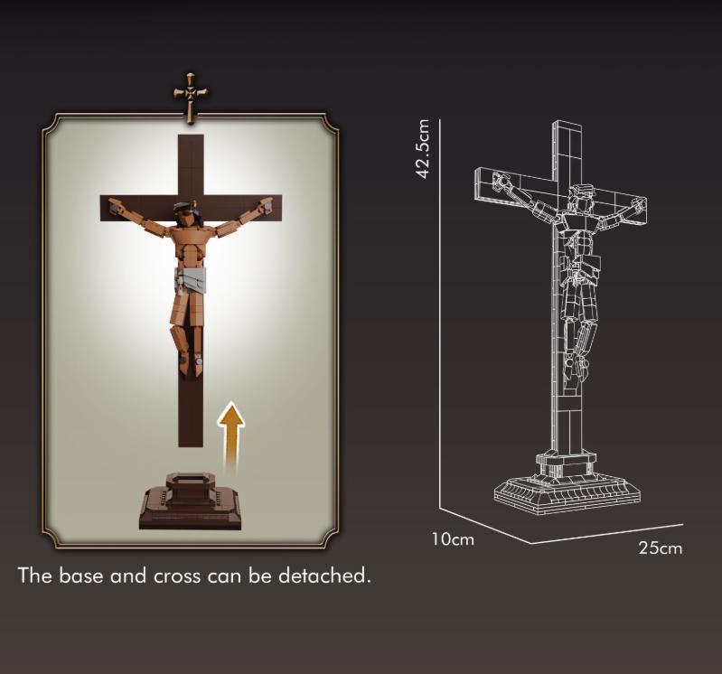 Jesus Crucifixion Building Blocks Set, Compatible Lego Religious Christian Toy Gift for Adults & Kids, Bible Story Model for Home Church Office Decor, 588 PCS