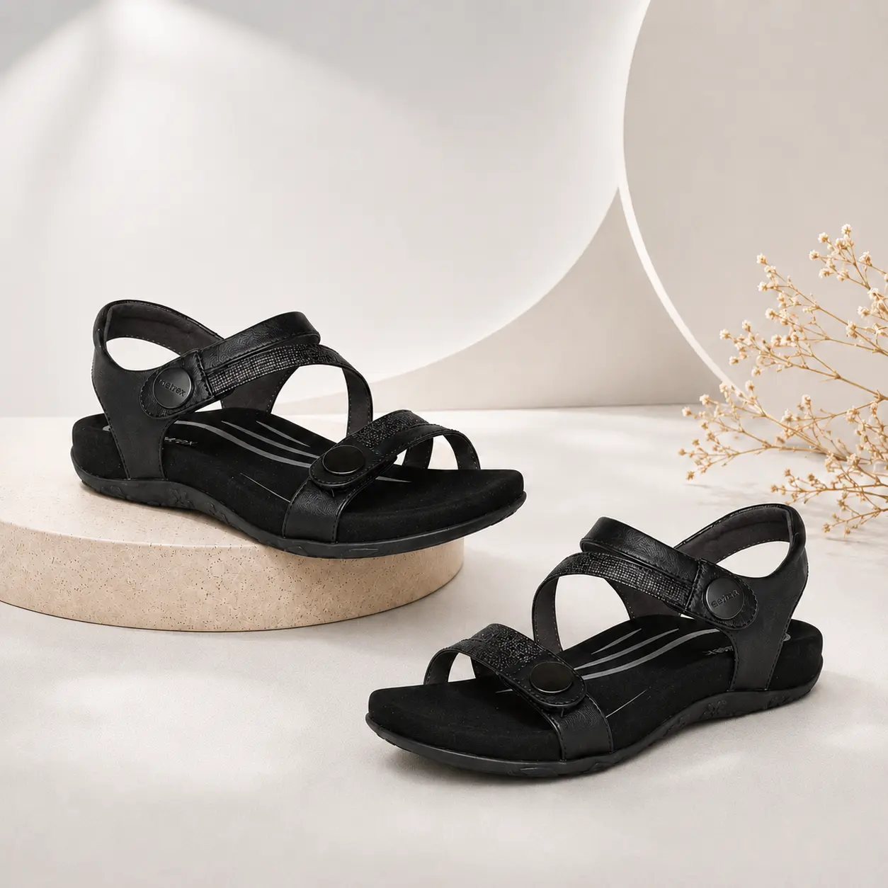 Aetrex Jess Adjustable Quarter Strap Sandal - Women's Orthotic Wedge Sandals with Arch Support & Comfort | Summer Footwear | Ultra Comfort | Perfect Fit |