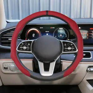 Leather Centering Mark Steering Wheel Cover Quick Turn Non-Slip Breathable Ultra-Thin Breathable Anti-Resistant Easy Install Universal Fit Enhance Driving Safety Comfort Must-Have Car Essential  for Four Seasons Car Accessories Automotive Car Gifts