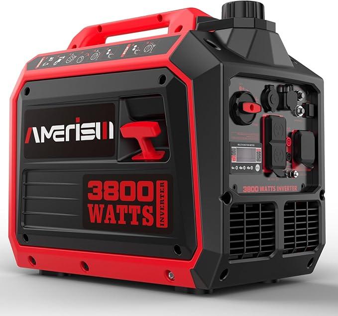 Amerisun 3800-Watt Gas Powered Portable Inverter Generator, Super Quiet and Lightweight for Home Use, Outdoor Camping, RV Ready 30A Outlet, Digital Display, EPA Compliant(AL5035C)