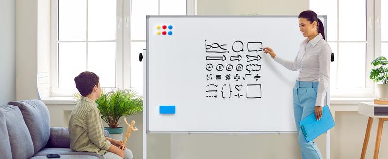 Sweetcrispy Rolling Whiteboard 46x32 Inches Double Sided Magnetic Dry Erase Board with Stand on Wheels for School Office Home Silver Aluminium Frame