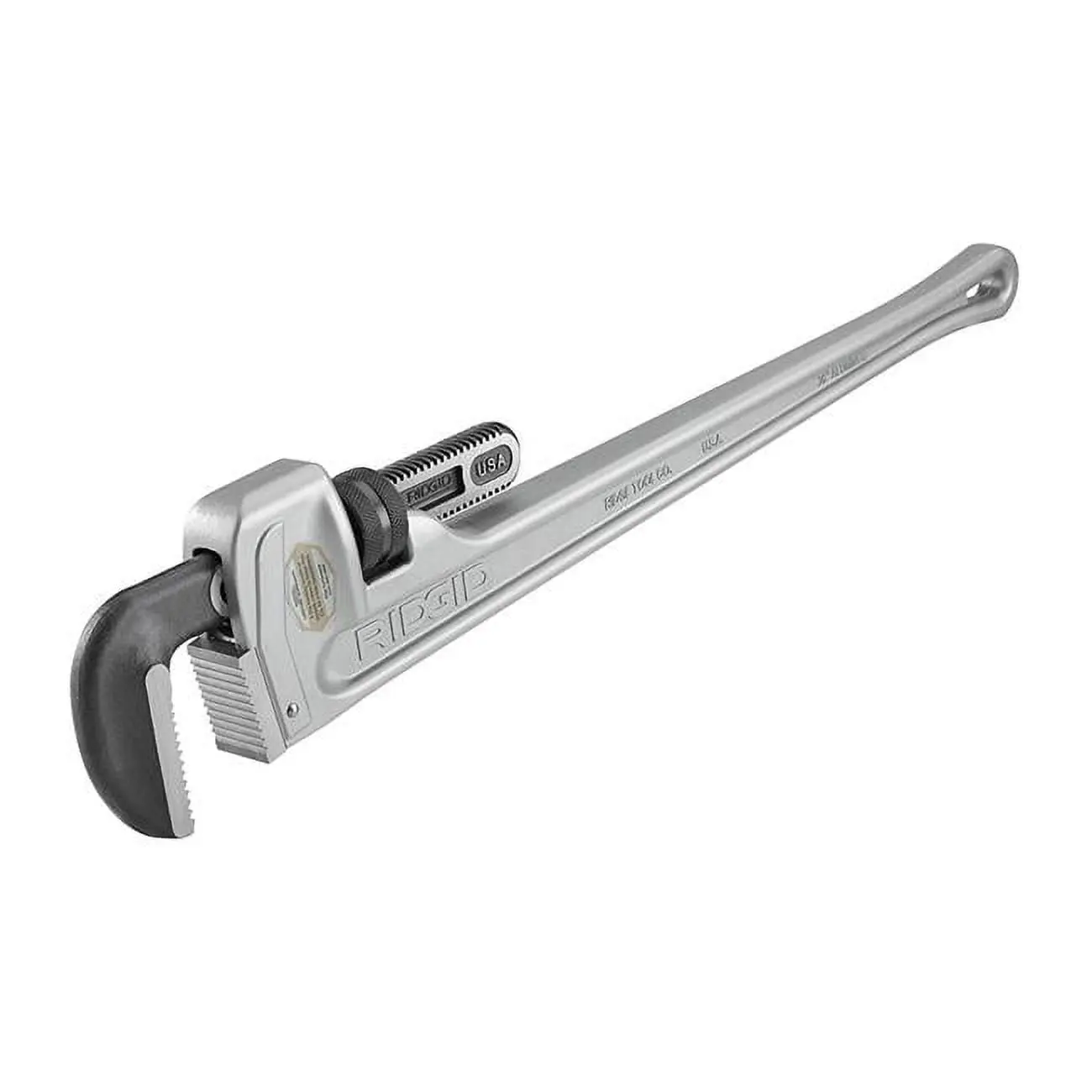 RIDGID 36 in Aluminum Straight Pipe Wrench, Plumbing Hand Tool with Non-Stick Adjustment Nut, Replaceable Hook Jaw, Self-Cleaning Threads, Sturdy I-Beam Grip Handle for Pipe Work