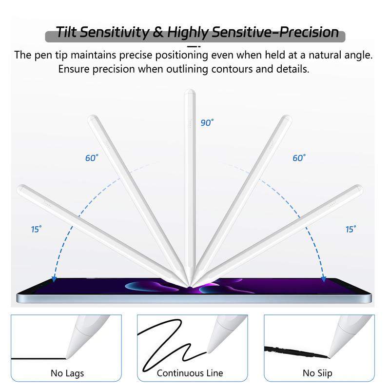 Stylus Pen for iPad/smartphone Fast Charge with Palm Rejection Tilt Sensitivity Active Touch Screen Pencil Compatible with iPad 6/7/8/9/10 Pro12.9&11 Air3/4/5 Mini5/6