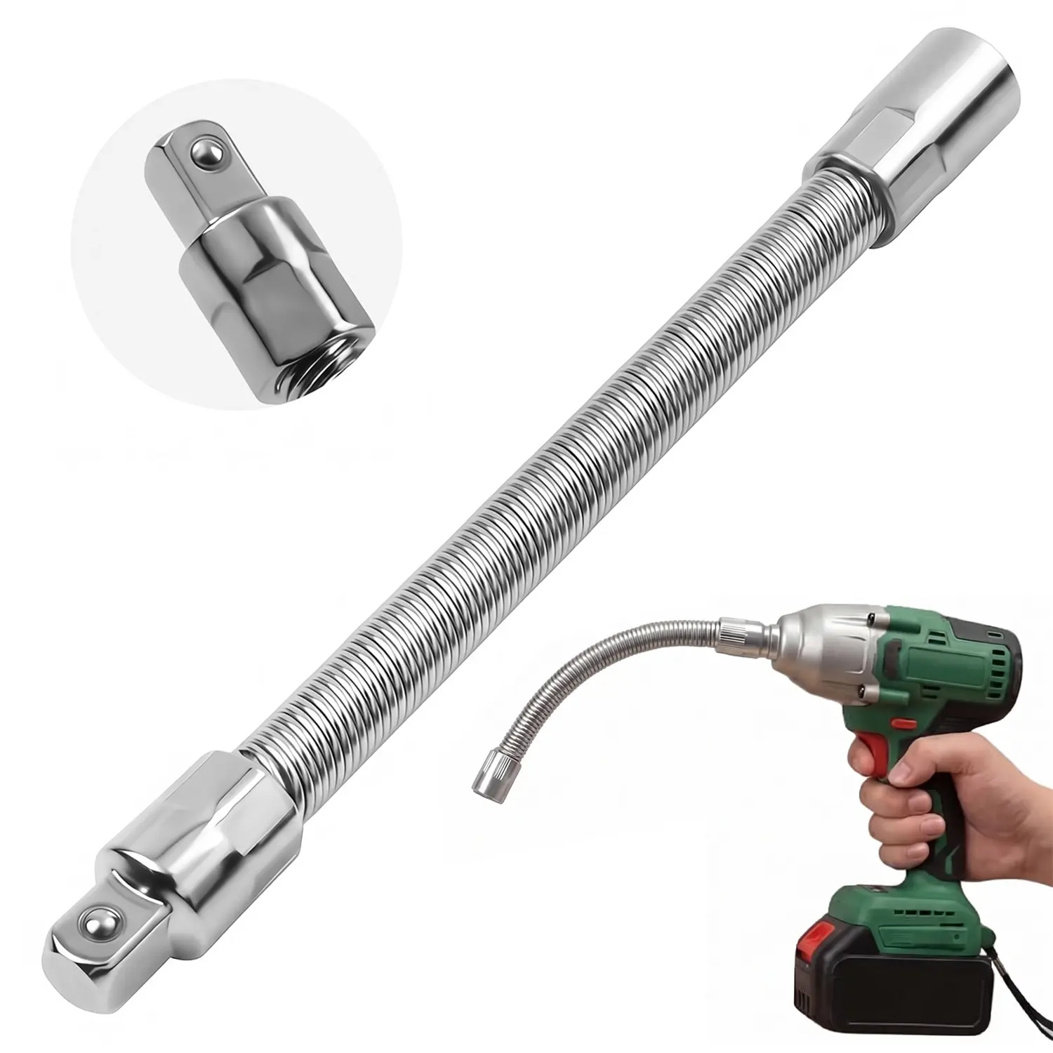 Bendable Socket Extension Ratchet Rod, 3/8 Socket Wrenches Drive Head - Steel Anti-Rust Wrench Extender Connecting Shaft, Mechanic Home Auto Car Repair Work Tool