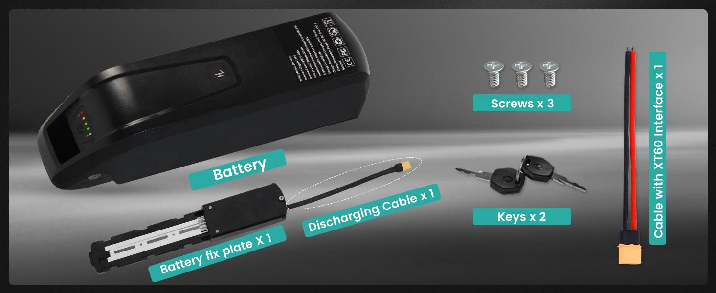 Meaycoty 36V 15AH Ebike Battery Lithium with 2A Fast Charger BMS 5pin Lock USB Interface for Electric Scooter Motorcycle Bike