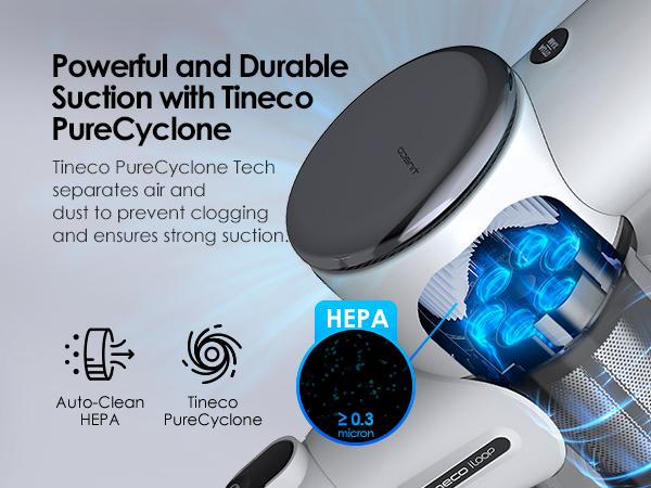 Tineco Pure ONE Station Cordless Vacuum Cleaner with 3L Auto Dust Base, Smart Stick Vacuum Cleaner Powerful Suction & Lightweight, ZeroTangle Brush for Hard Floor, Carpet & Pet Hair, White