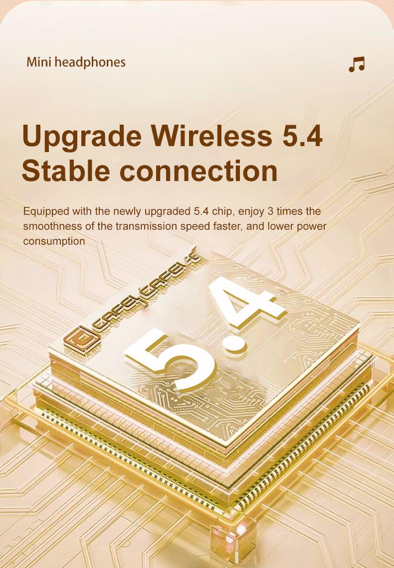 Mini Invisible Bluetooth 5.4 True Wireless Earbuds – Sport Noise Cancelling Gaming Headphones with Hi-Fi Audio, In-Ear Earphones for Music & Calls, Khaki