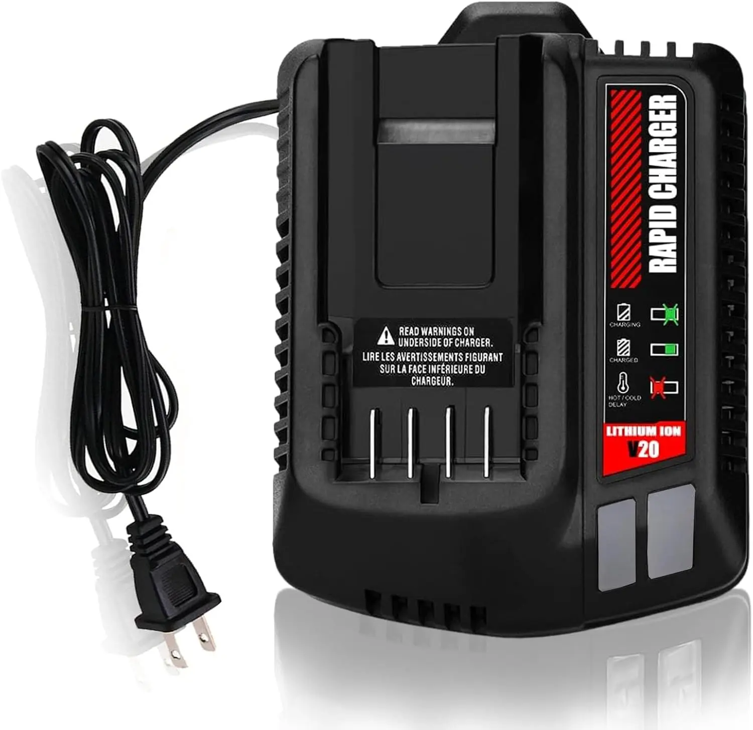 CMCB104 20V Fast Battery Charger with Cooling System, Compact Size, Portable USB Electronic Devices Compatible, 20V V20 Fit for Craftsman Lithium Ion Batteries CMCB201, CMCB204 (Power Tool Accessory)