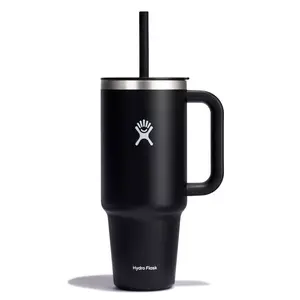 Hydro Flask 40oz All Around Travel Straw Tumbler - Black: Double-Wall, BPA-Free, Spillproof