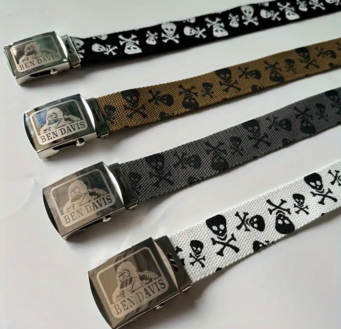 Ben Davis Skull and Crossbones Belt for Men and Women - Versatile Design, Ideal for Everyday Wear beanie hat
