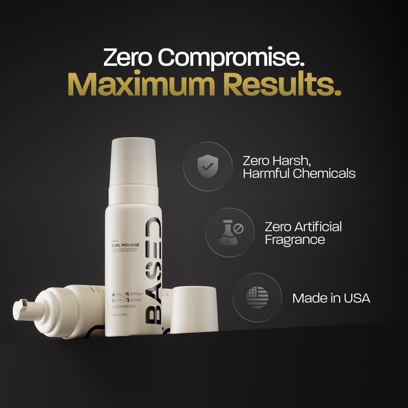 BASED Curl Mousse | Defines & Adds Instant Volume for Frizz-free Curls | Simple, Effective, BASED.