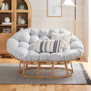 Better Homes & Gardens Double Papasan Accent Chair, Grey Linen