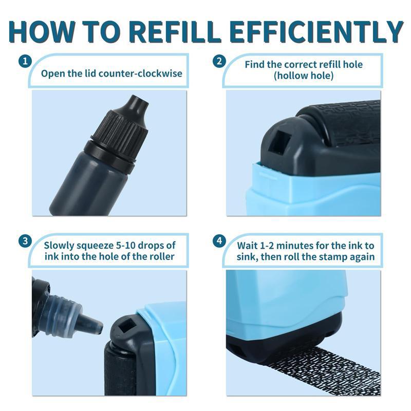 Identity Theft Protection Roller Stamp, 1 Count Confidential Roller Stamp, Anti Theft, Privacy & Security Stamp, Information Blocker, Refill Ink, Designed for ID Account Data Address Security