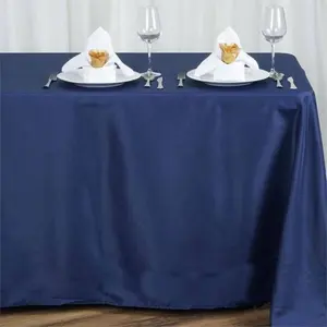 Polyester Rectangle Tablecloth 90"x156" Navy Blue with Seamless Finish