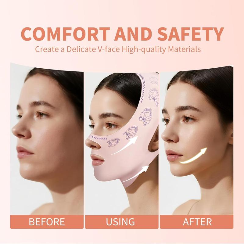 Chin Strap for Sleeping, Reusable Double Chin Reducer Eliminator for Women, V Line Lifting Mask Face Slimming Strap, Breathable Jawline Exerciser Lifting & Firming Prevent Sagging