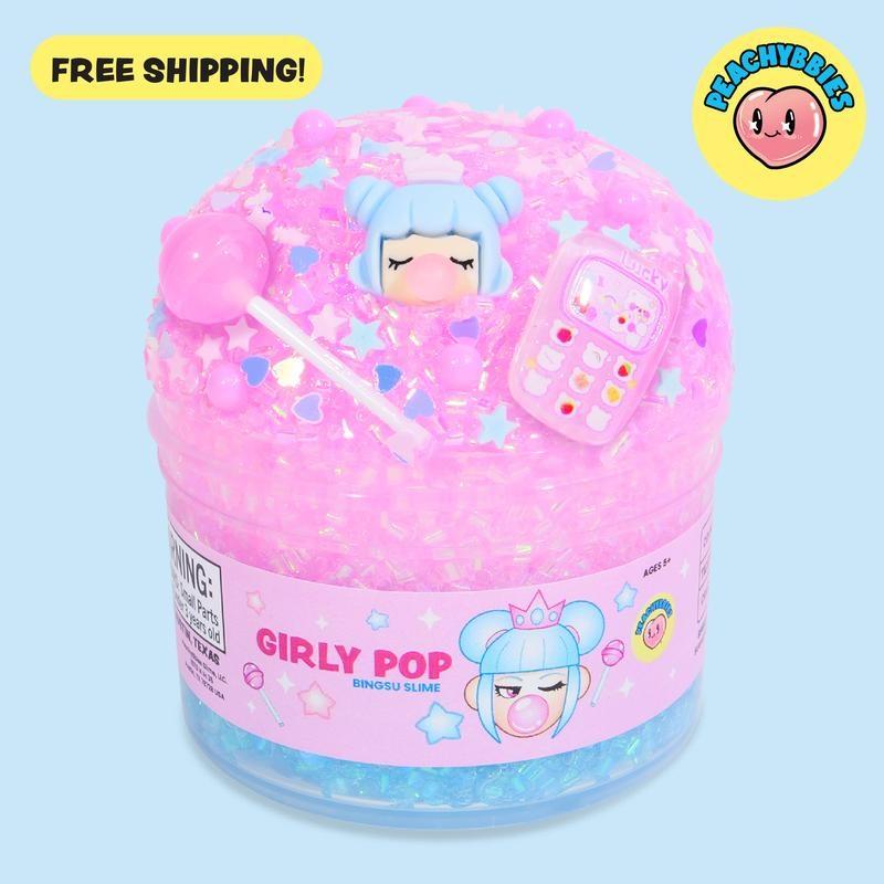 PEACHYBBIES Baby Axolotl Slime 4oz Premium Scented ASMR Stress Relief Fidget Toy Cucumber Melon Scent with Pink Axolotl Charm & Sprinkle Mix ( Choose Slime )