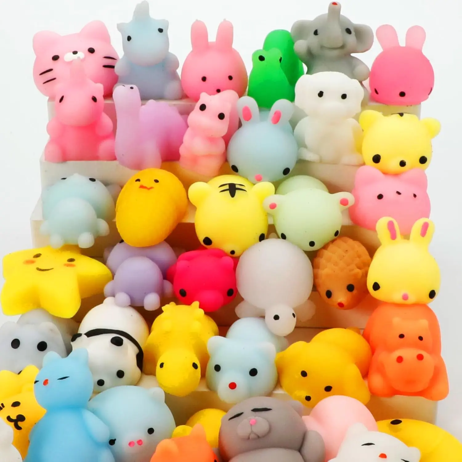 40-Pack Kawaii Animal Shapes Squishy Fidget Toys - Calm Squeeze Relief, Autism-Friendly Sensory Toys for Toddlers Ages 4-12, Party Favor, Cute Gift-Bag Fillers, Christmas Cute Gift, Classroom Prizes