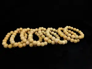 Warm Honey Gold · Natural Burmese Jadeite Beads Bracelet Jade