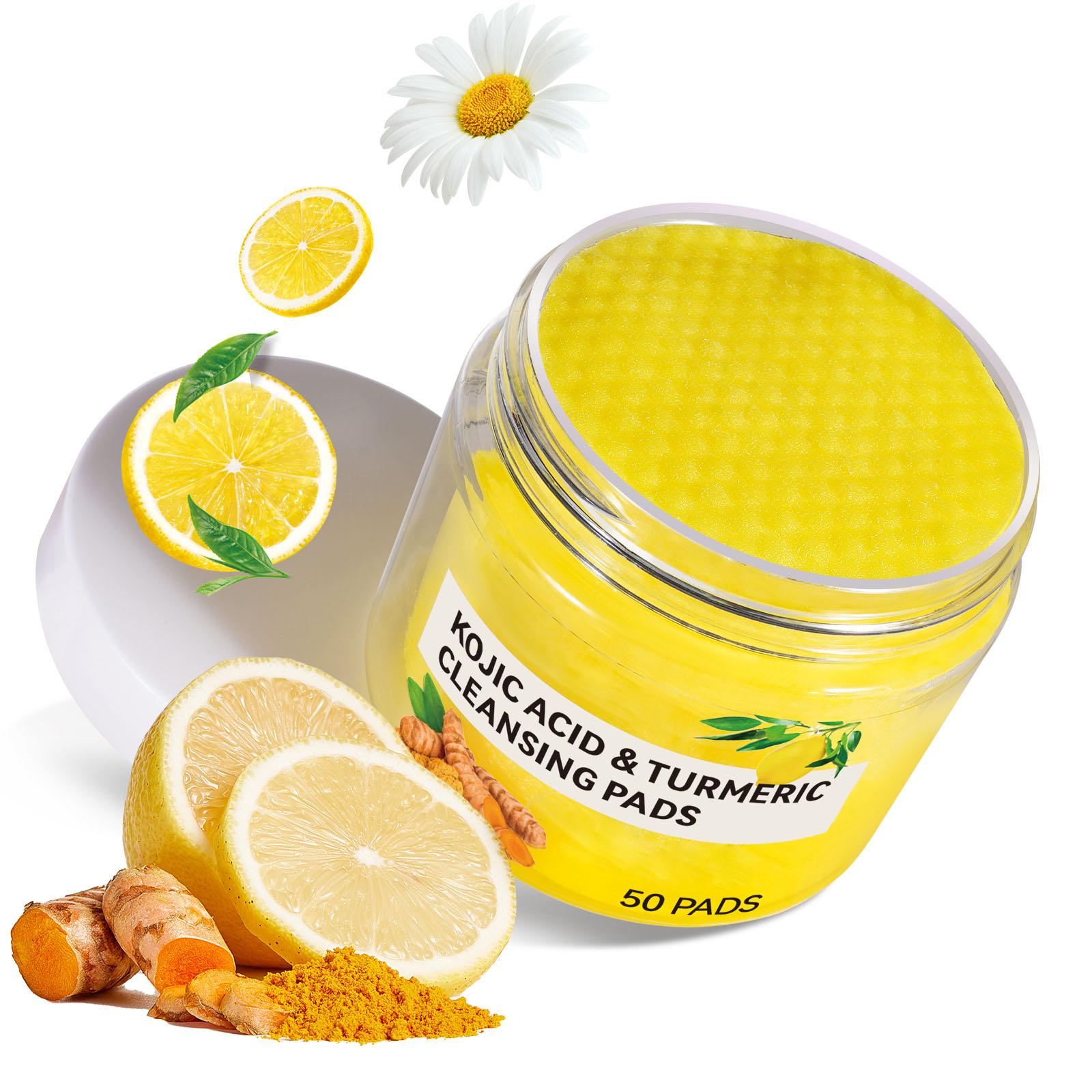 Kojic Acid & Turmeric Cleansing Pads -  Facial Pads for All Skin Types, turmeric face pads, Skincare Cleanser Comfort Leakproof Jar Travel Makeup Remover skincare tools