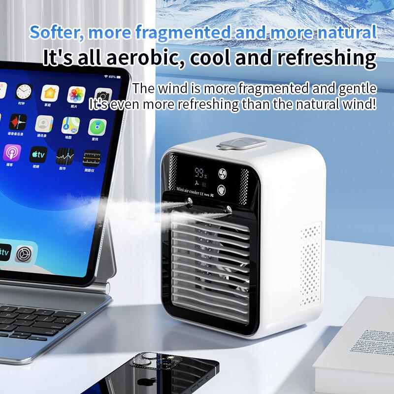 Energy Saving Portable Air Cooler Eco Friendly Evaporative Cooling Technology USB Powered 3 in 1 Air Conditioner Fan with Humidifier for Small Spaces Adjustable Cable