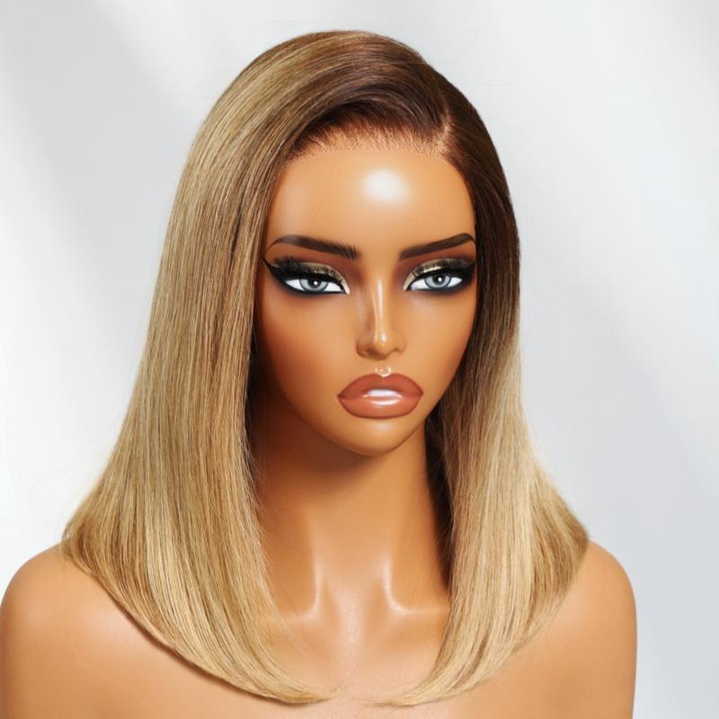 UNice Glueless Piano Highlights Brown Straight Bob Wig with Dark Roots Pre Cut 7x5 HD Lace Closure Human Hair Wigs with Invisible Knots Ready and Go Short Bob Wig for Women Beginners Friendly #TikTokShopHolidayHaul