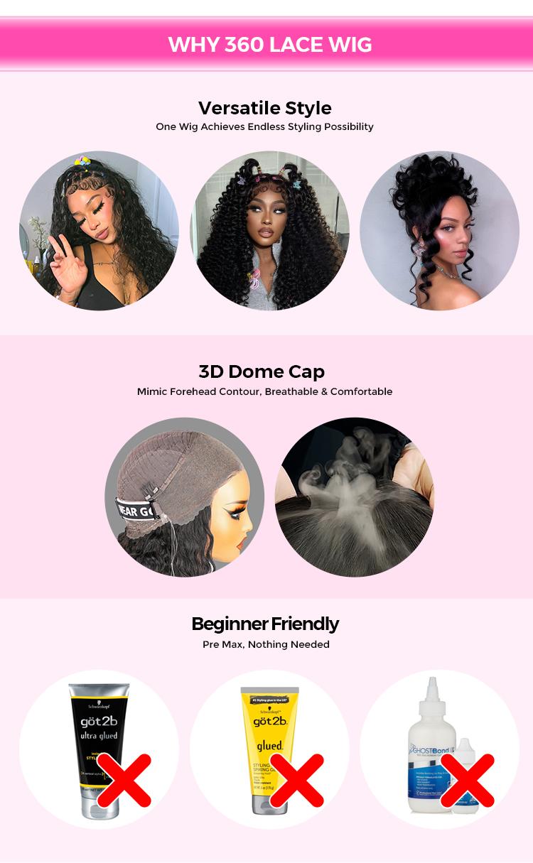 CurlyMe 360 Lace Fit Wear Go Pre-Bleached Kinky Straight Human Hair Glueless Wig Pre-Plucked #TikTokShopHolidayHaul